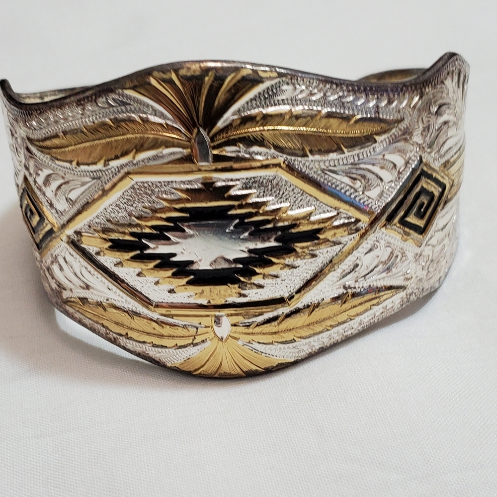 Cuff Bracelet Gold Silver 2 Tone Montana Silversmiths Original Velvet Box/Docs